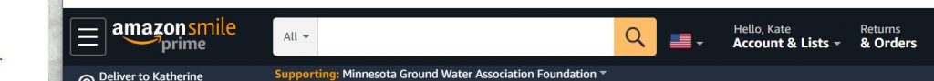Screenshot of top of webpage when Amazon Smile is selected.