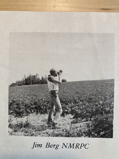 Black and white photograph of Jim Berg working on a soil erosion survey in Maine in the 1970s.