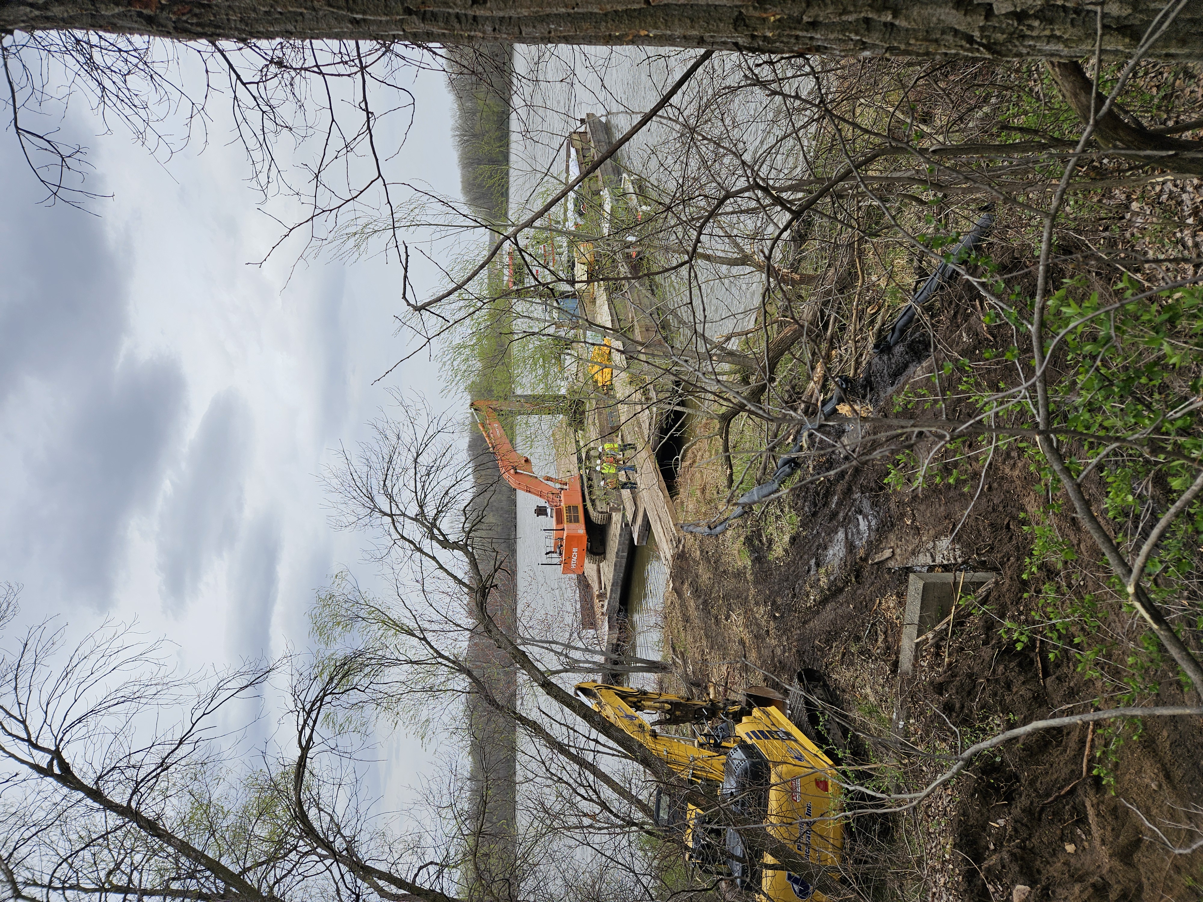 Photo of the barge setup used to haul equipment and supplies to and from the well site. 